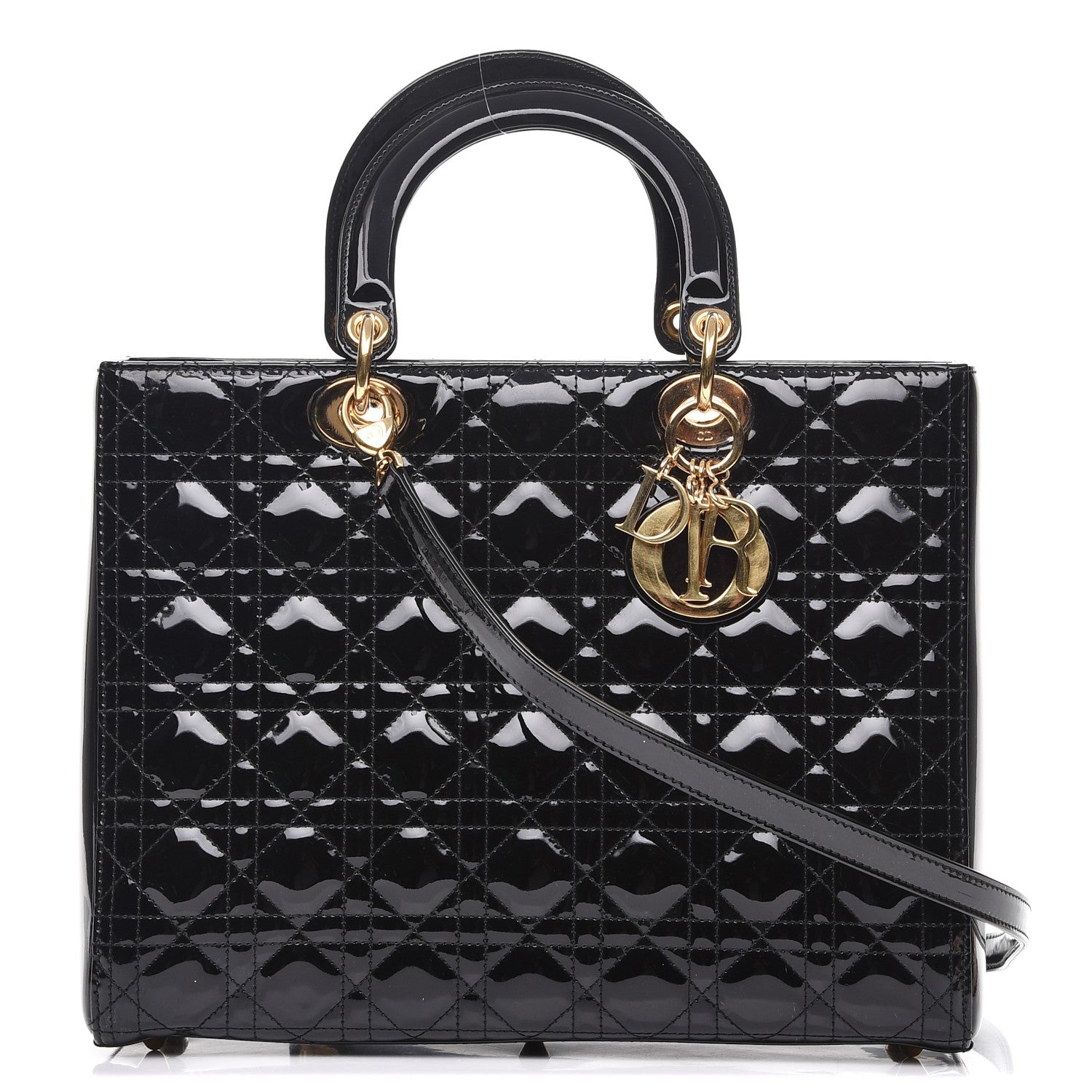 Christian Dior Patent Cannage Large Lady Dior Black 1 of 8