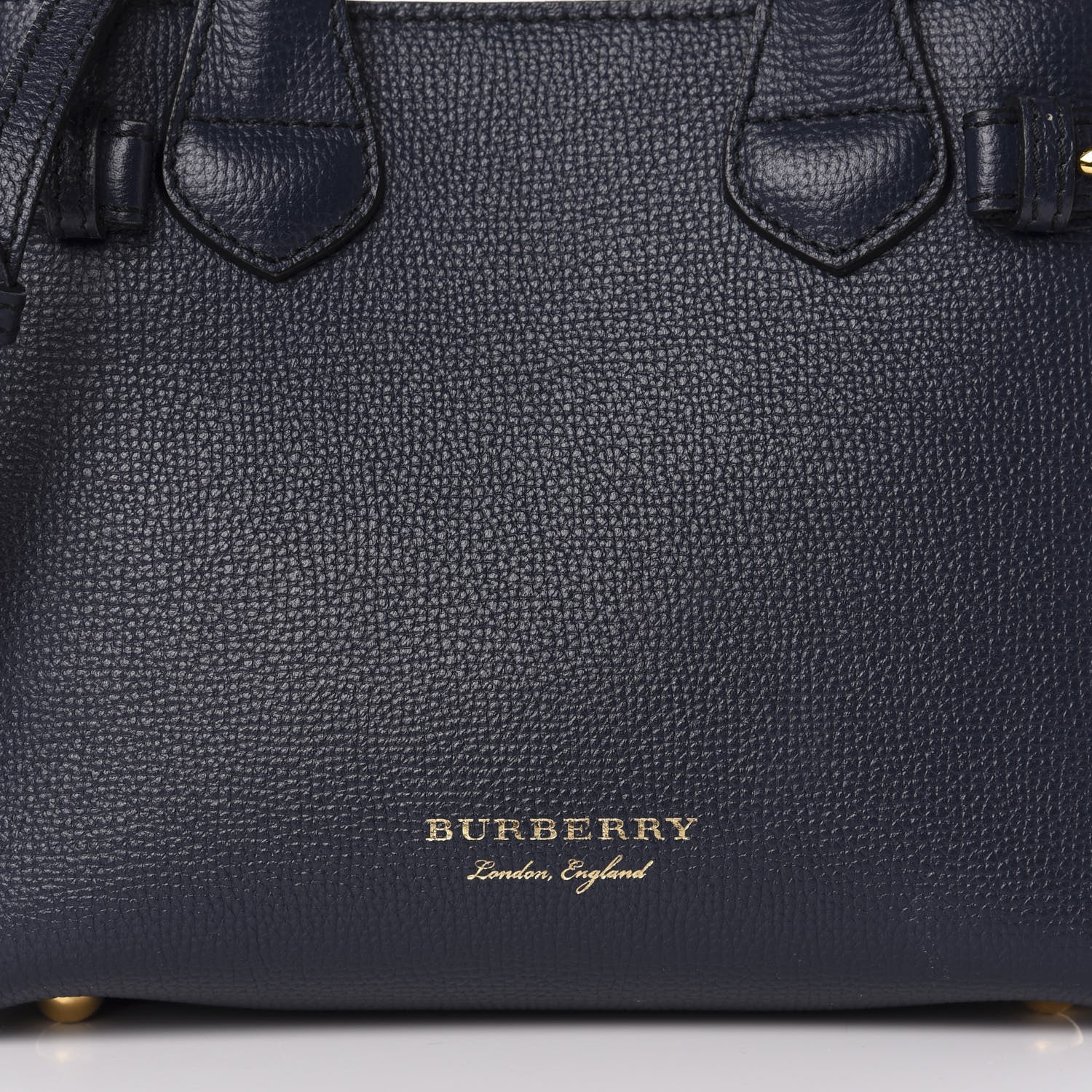 Burberry Grainy Calfskin House Check Baby Banner Tote Ink Blue 11 of 12