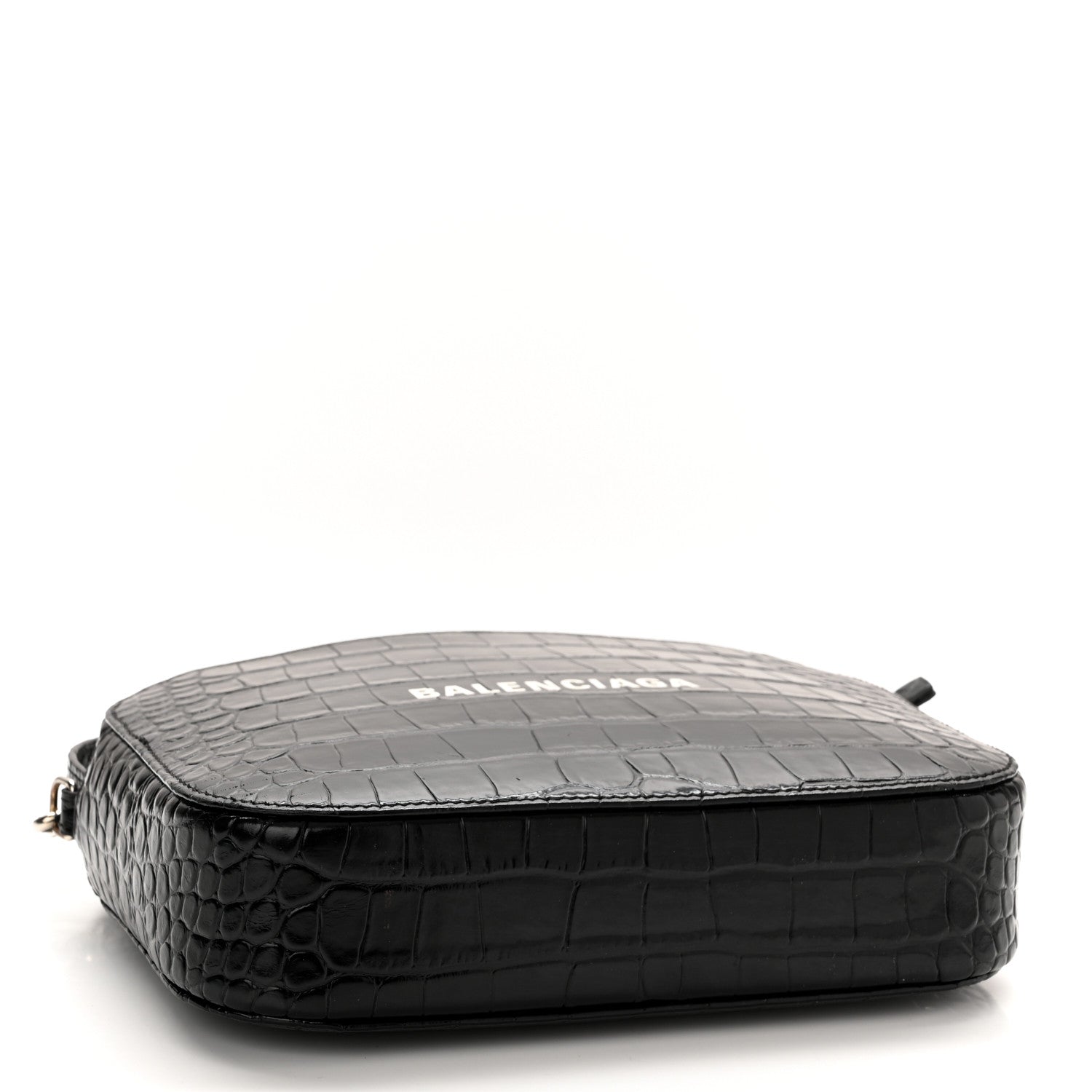 Balenciaga Shiny Calfskin Logo Crocodile Embossed S Everyday Camera Bag with Handle Black 4 of 10