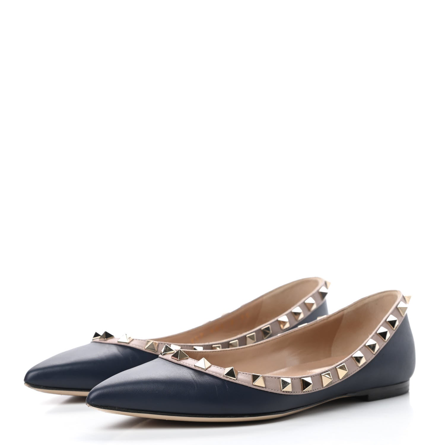 Valentino Garavani Nappa Rockstud Ballerina Flats 35 Marine Poudre 3 of 15