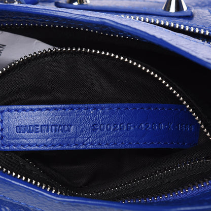 Balenciaga Agneau Classic Silver Hardware Mini City Logo Strap Bleu Electric Black 7 of 10
