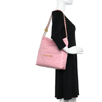Chanel Shiny Calfskin Quilted Small Chanel 22 Pink 2 of 12