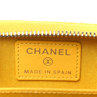 Chanel Caviar Chevron Quilted Zip Coin Purse Yellow 6 of 9