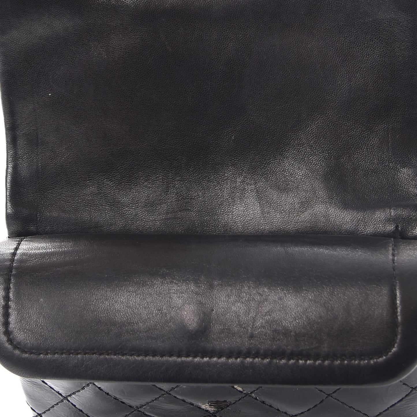 Patent Quilted Reissue Flap Clutch Bag Black