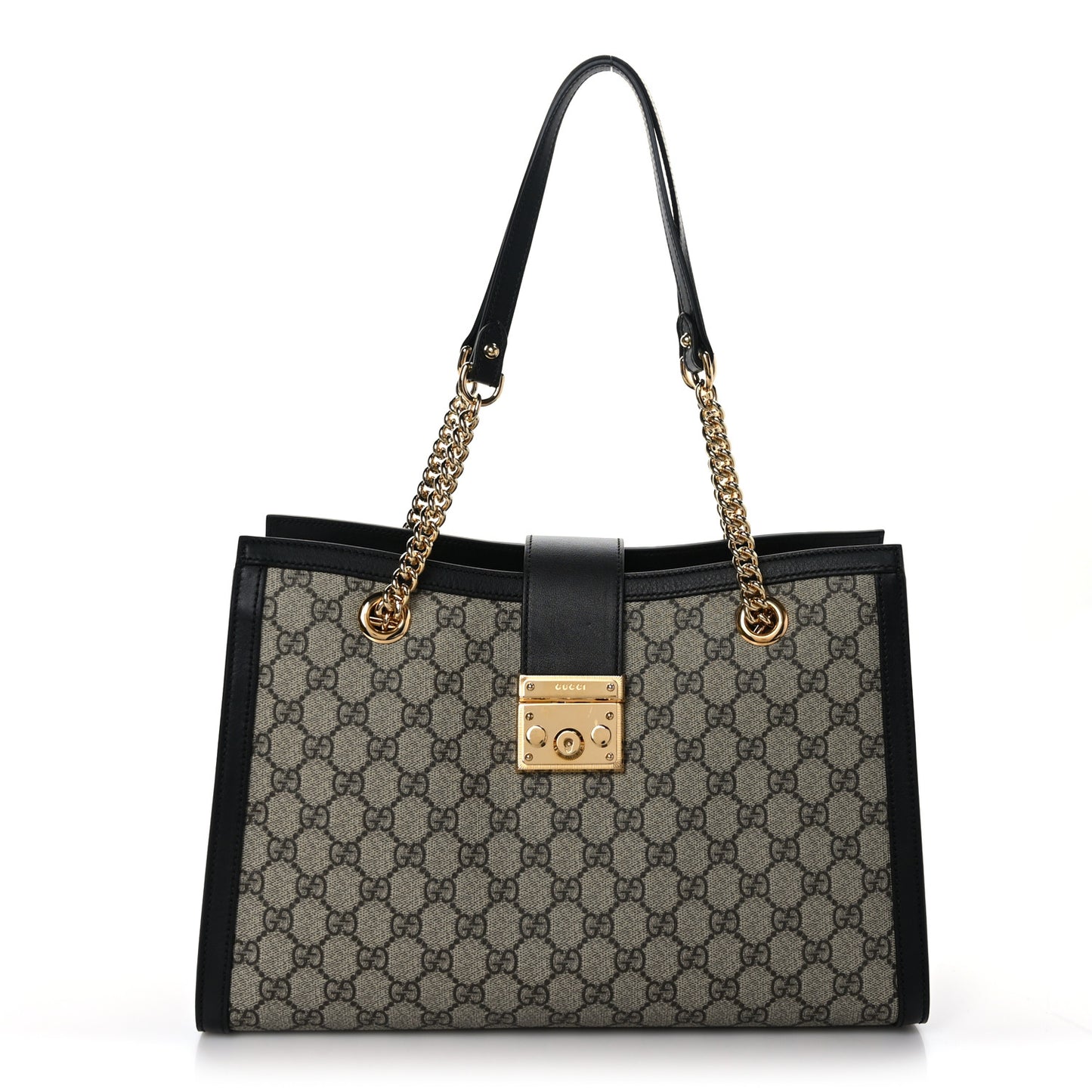 GG Supreme Monogram Medium Padlock Tote Black