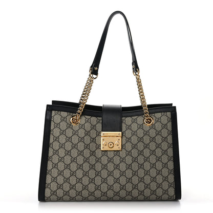 Gucci GG Supreme Monogram Medium Padlock Tote Black 1 of 9