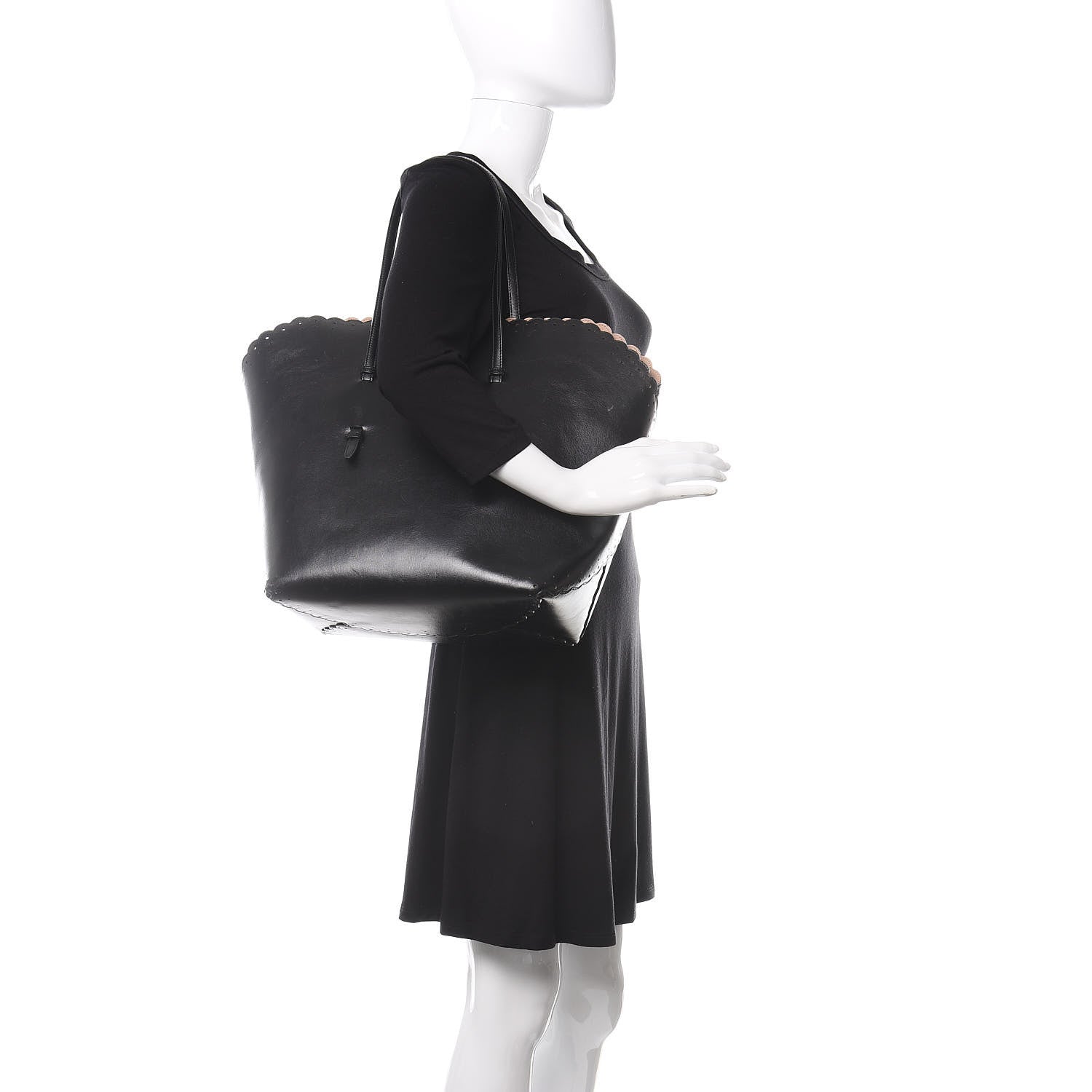Alaia Calfskin Scalloped Trim Cabas MM Black 2 of 20