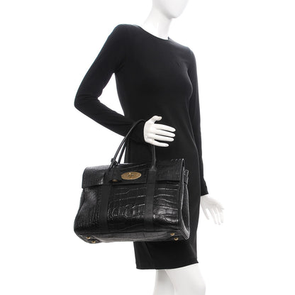 Mulberry Croc Embossed Bayswater Black 2 of 7