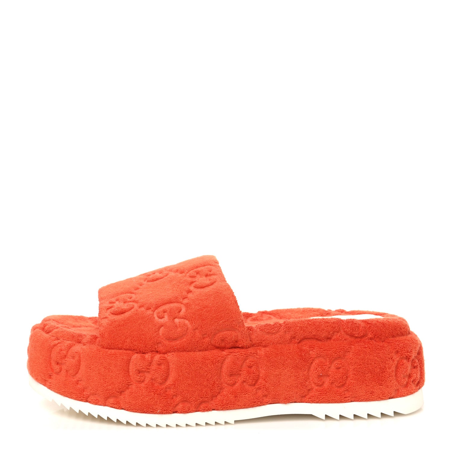 Gucci Terry Cloth GG Monogram Angelina Platform 55mm Slide Sandals 39.5 Deep Orange 1 of 11