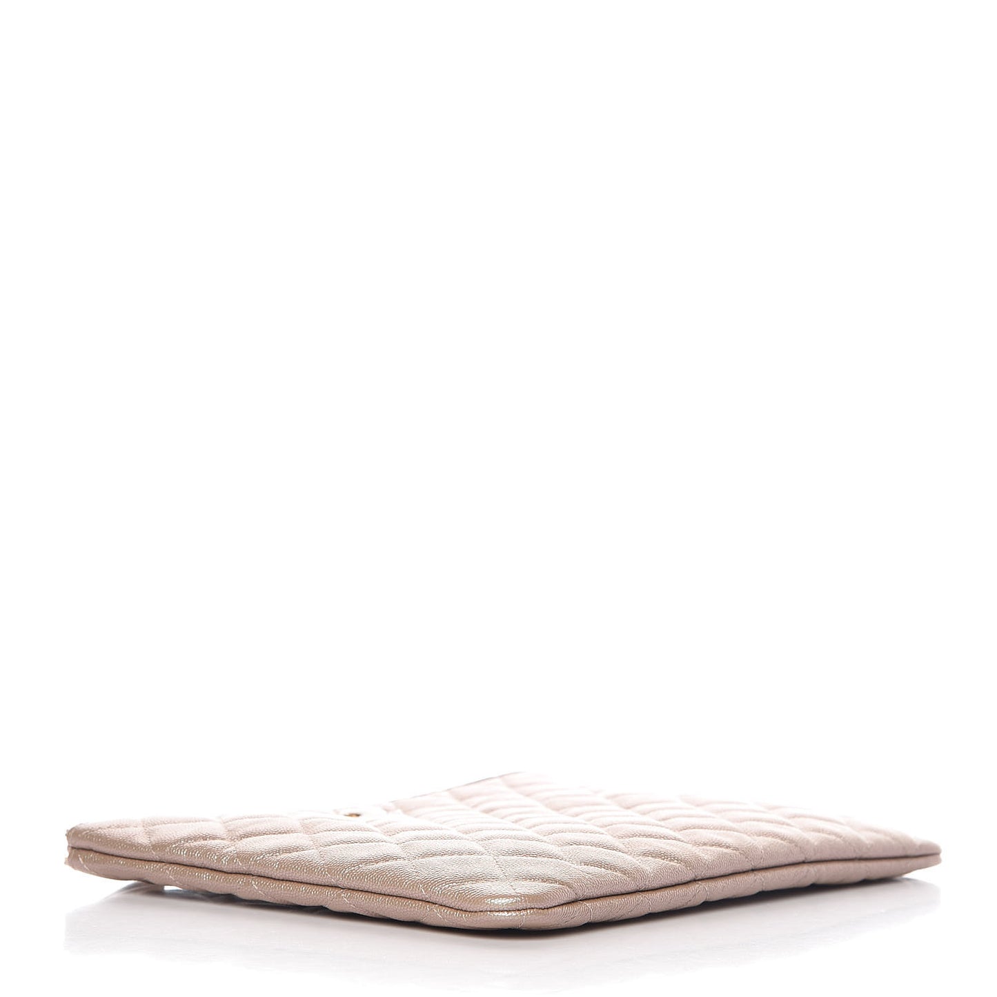 Iridescent Caviar Quilted Medium Cosmetic Case Beige
