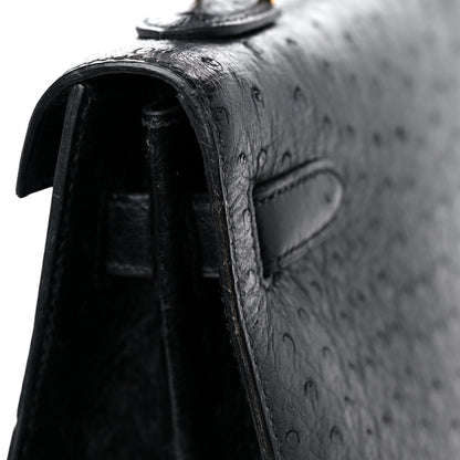 Hermes Ostrich Kelly Sellier 32 Black 16 of 24