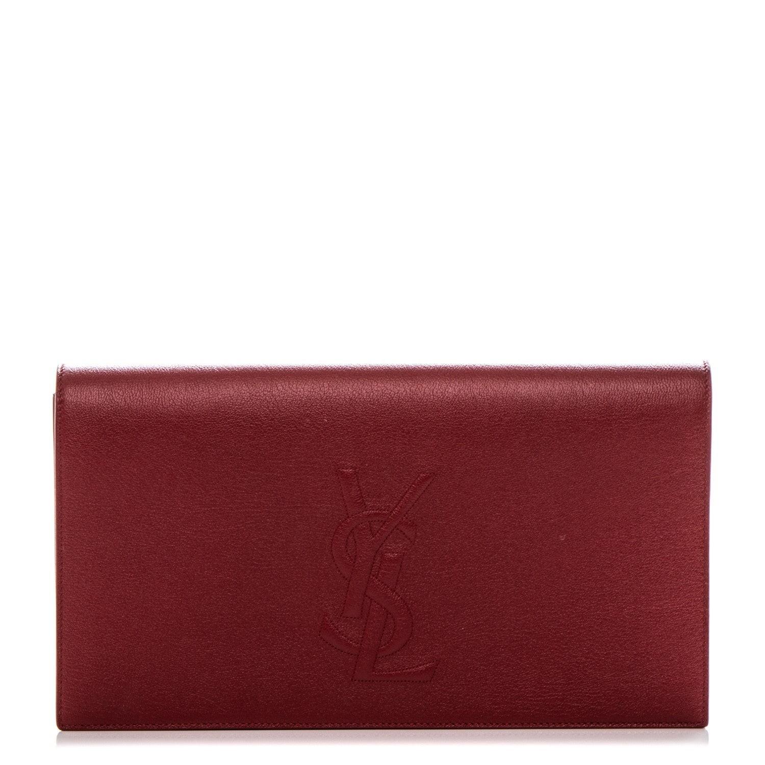 Saint Laurent Calfskin Monogram Large Belle De Jour Clutch Red 1 of 7