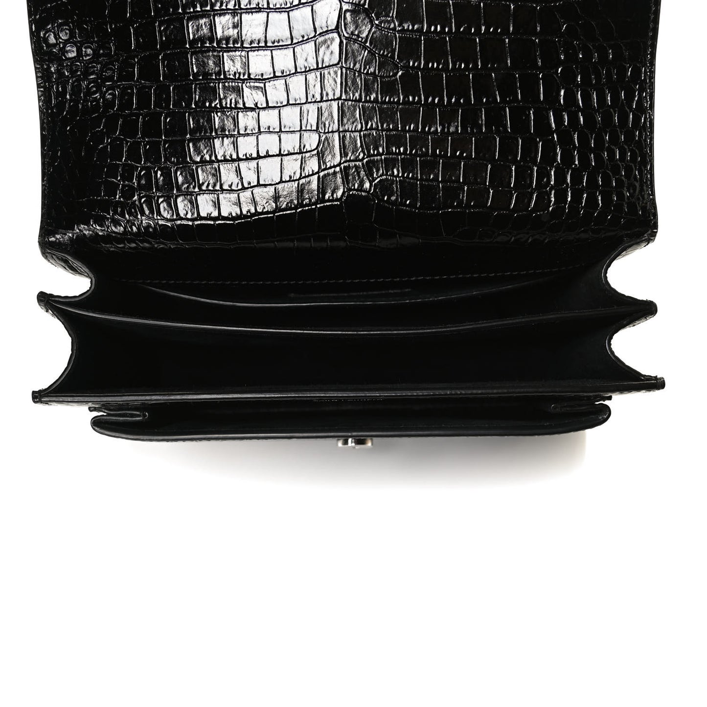 Calfskin Crocodile Embossed Medium Monogram Sunset Black