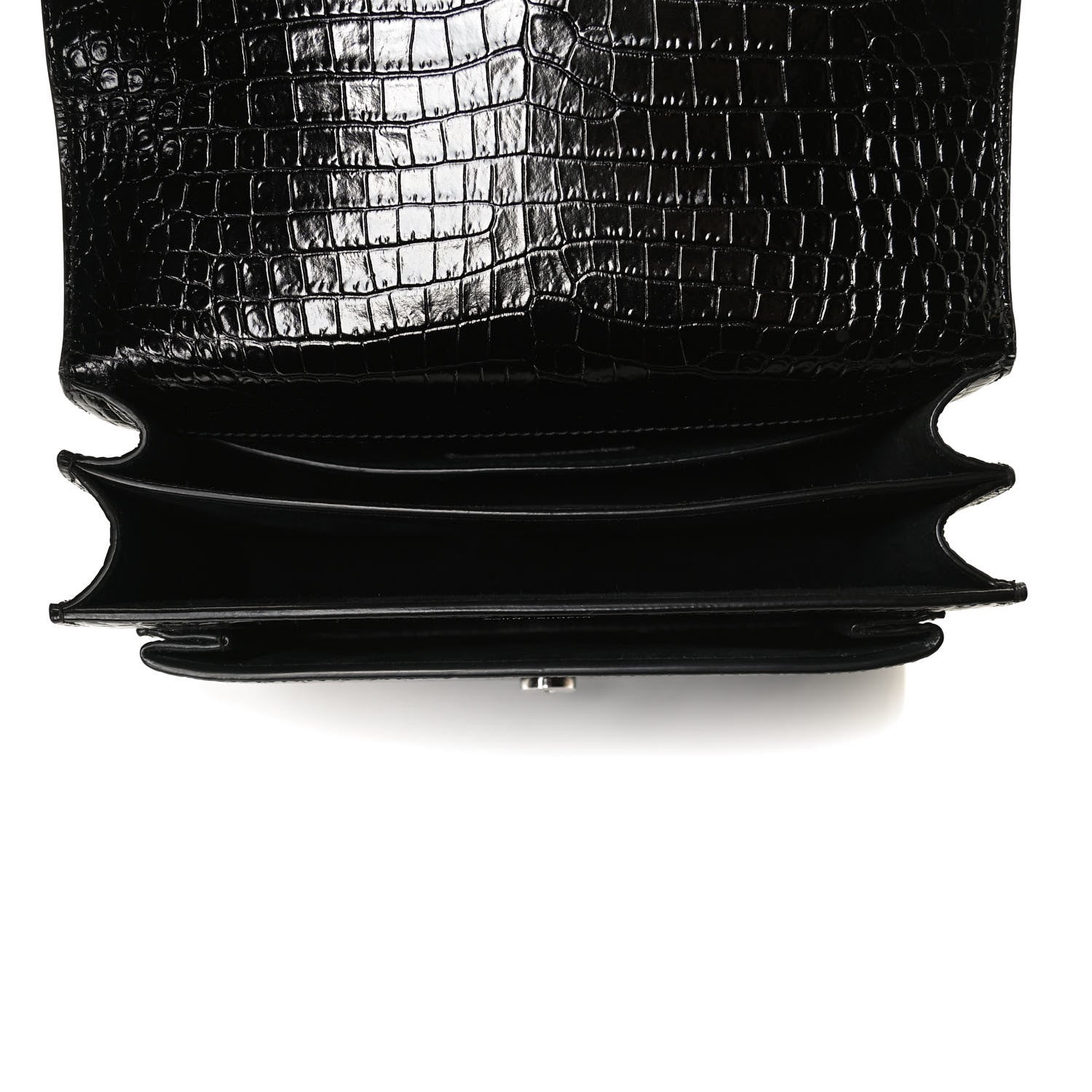 Saint Laurent Calfskin Crocodile Embossed Medium Monogram Sunset Black 5 of 13