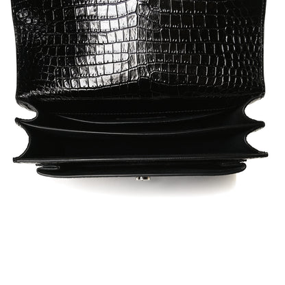 Saint Laurent Calfskin Crocodile Embossed Medium Monogram Sunset Black 5 of 13