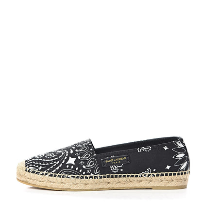 Saint Laurent Bandana Print Canvas Espadrilles 36 Black 1 of 10