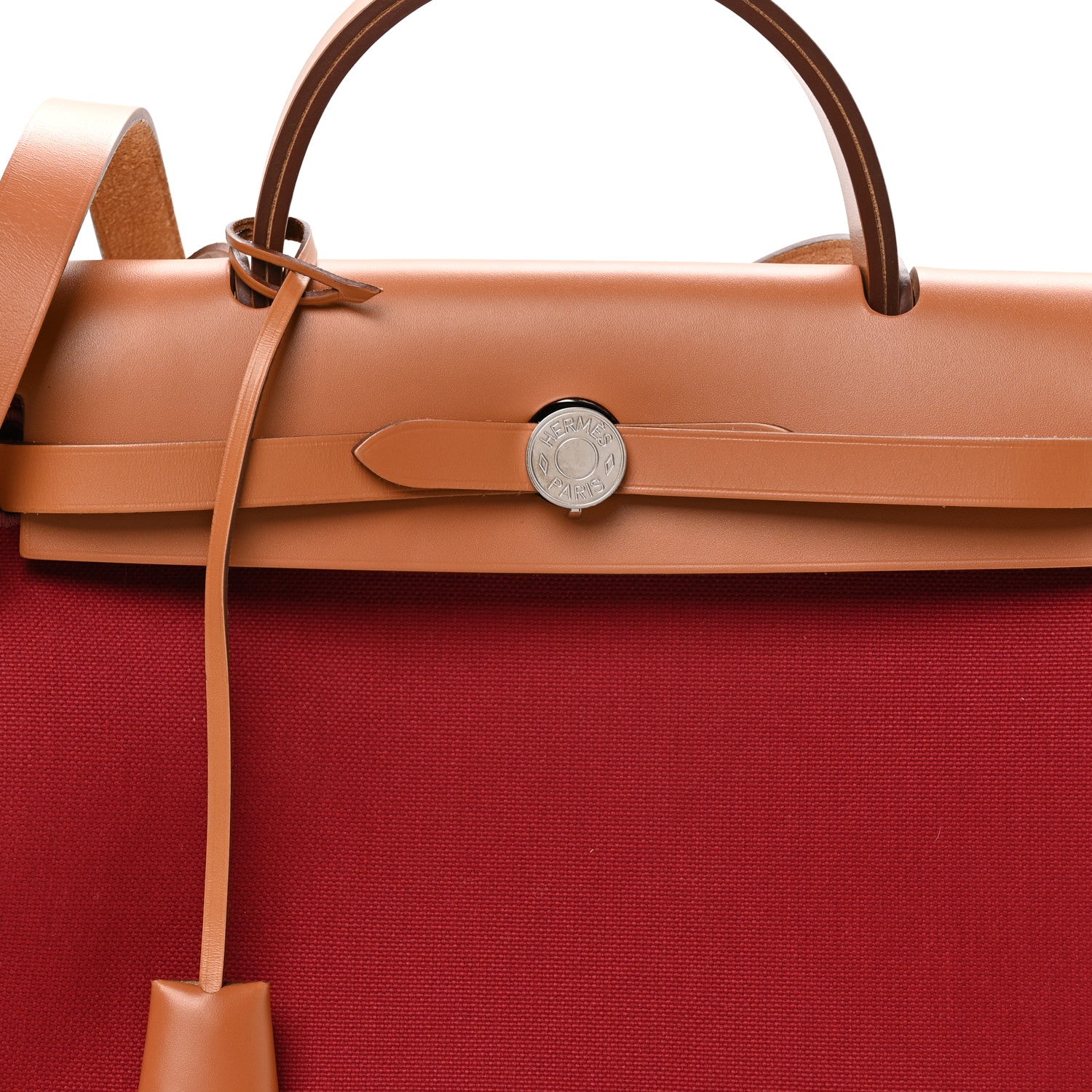 Hermes Vache Hunter Toile Herbag Zip 31 PM Rouge Grenat Natural 9 of 12