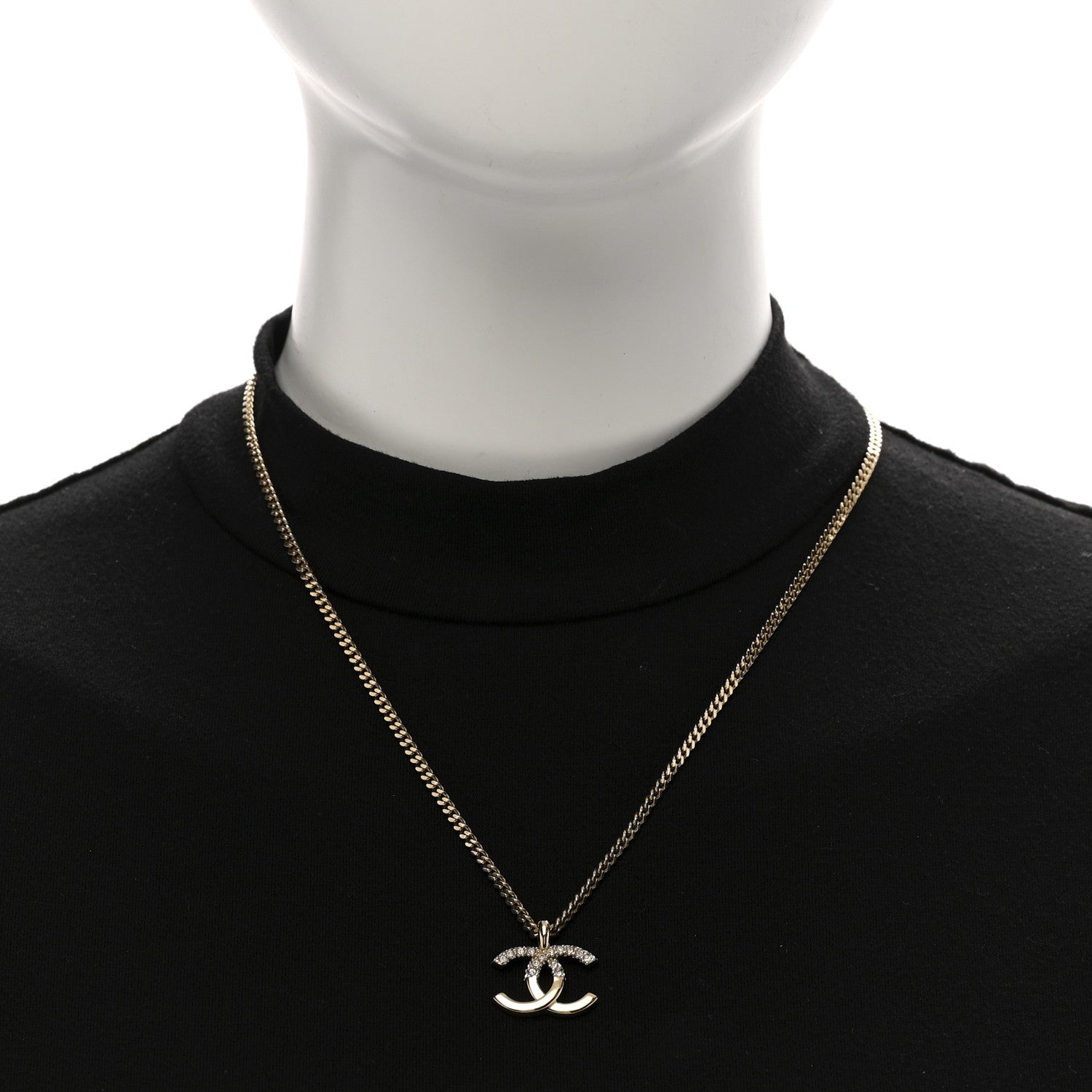 Chanel Metal Crystal Bead CC Necklace Gold 2 of 6