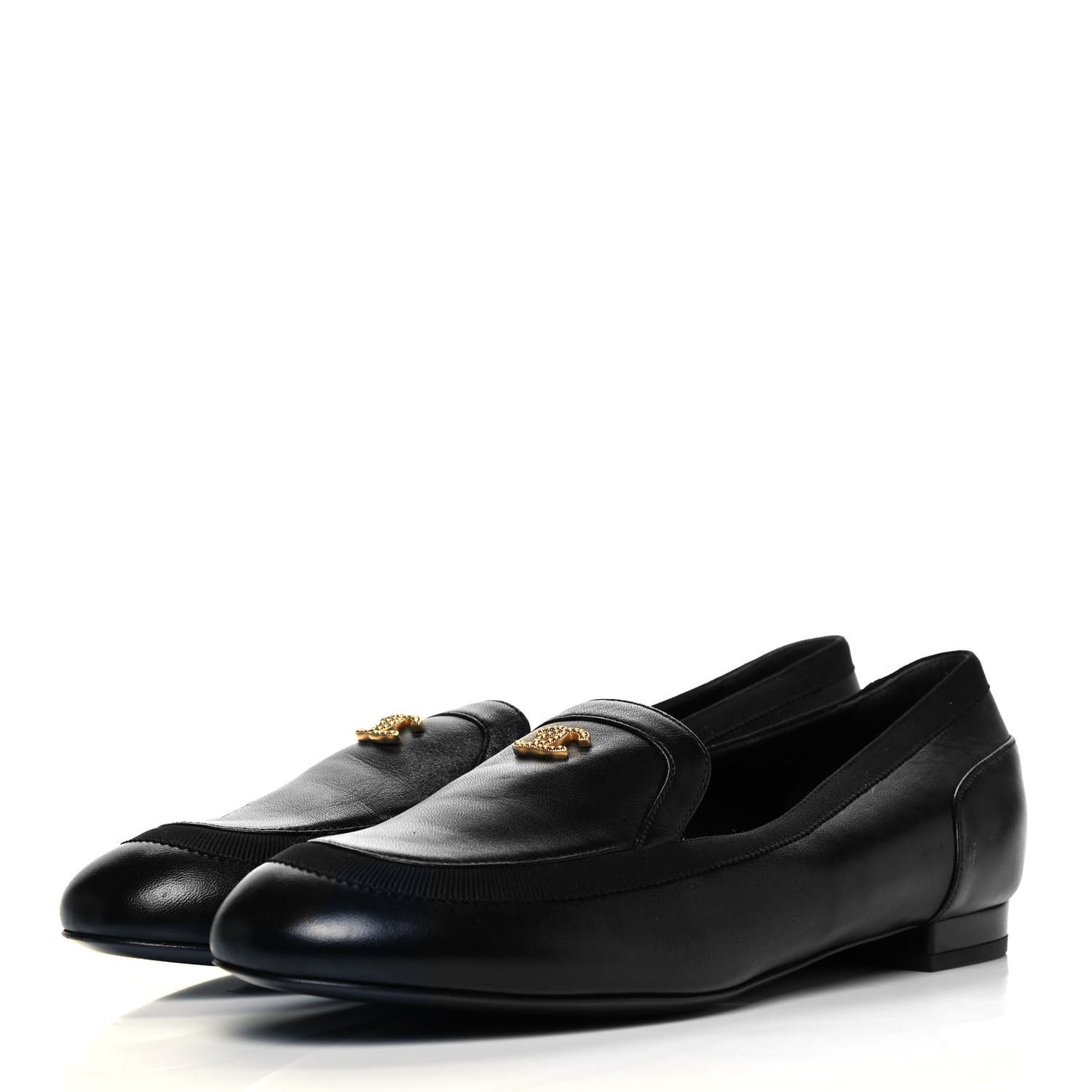 Lambskin CC Mocassin Loafers 39.5 Black
