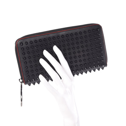 Christian Louboutin Calfskin Panettone Spiked Zip Around Wallet Black 2 of 15