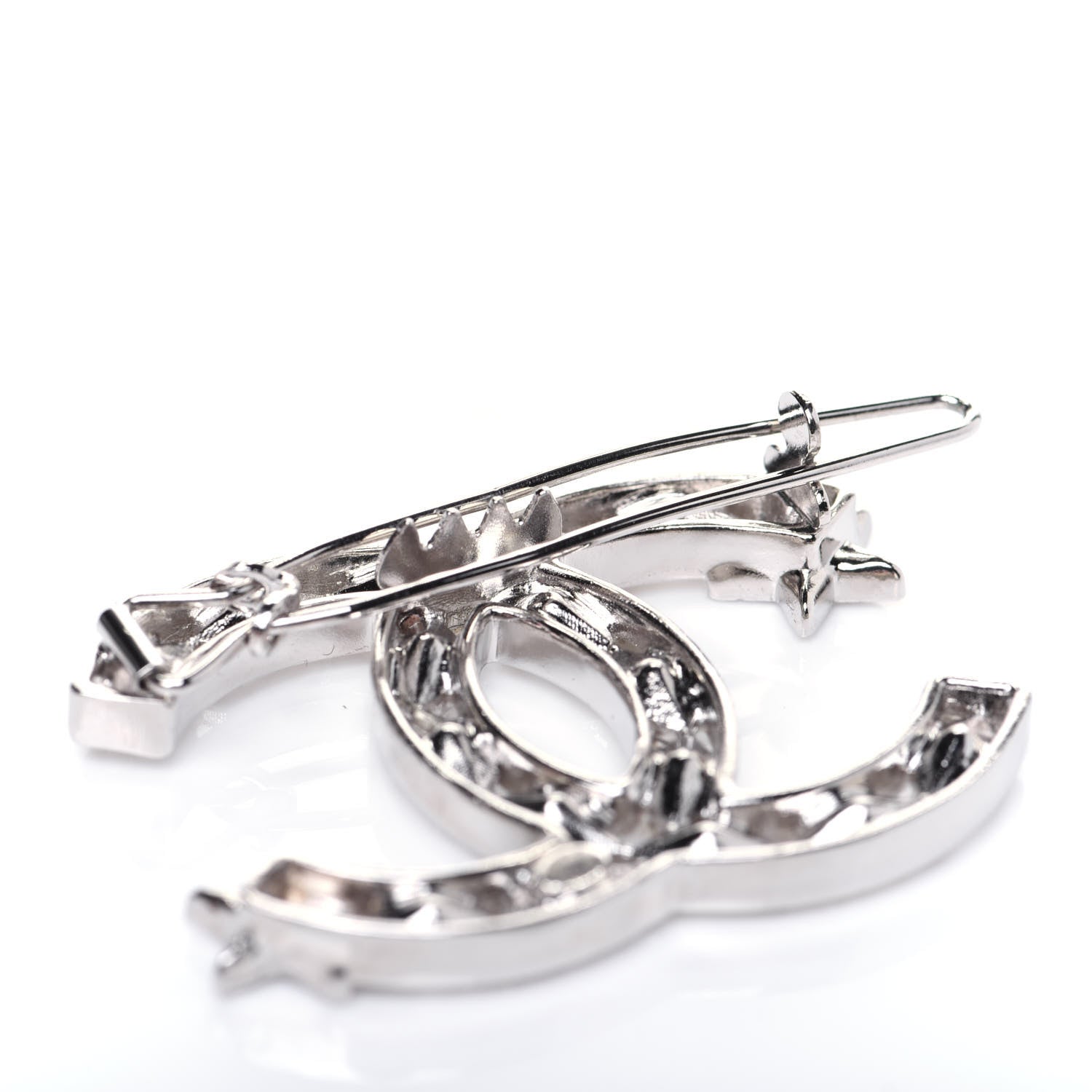Chanel Crystal Starfall CC Hair Clip Silver 4 of 5