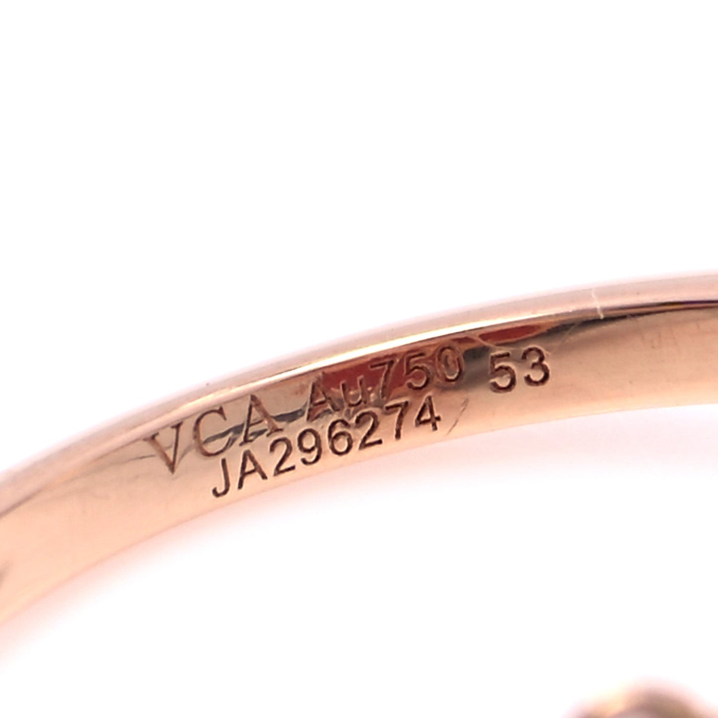 18K Yellow Gold Diamond Carnelian Sweet Alhambra Effeuillage Ring 53 6.5