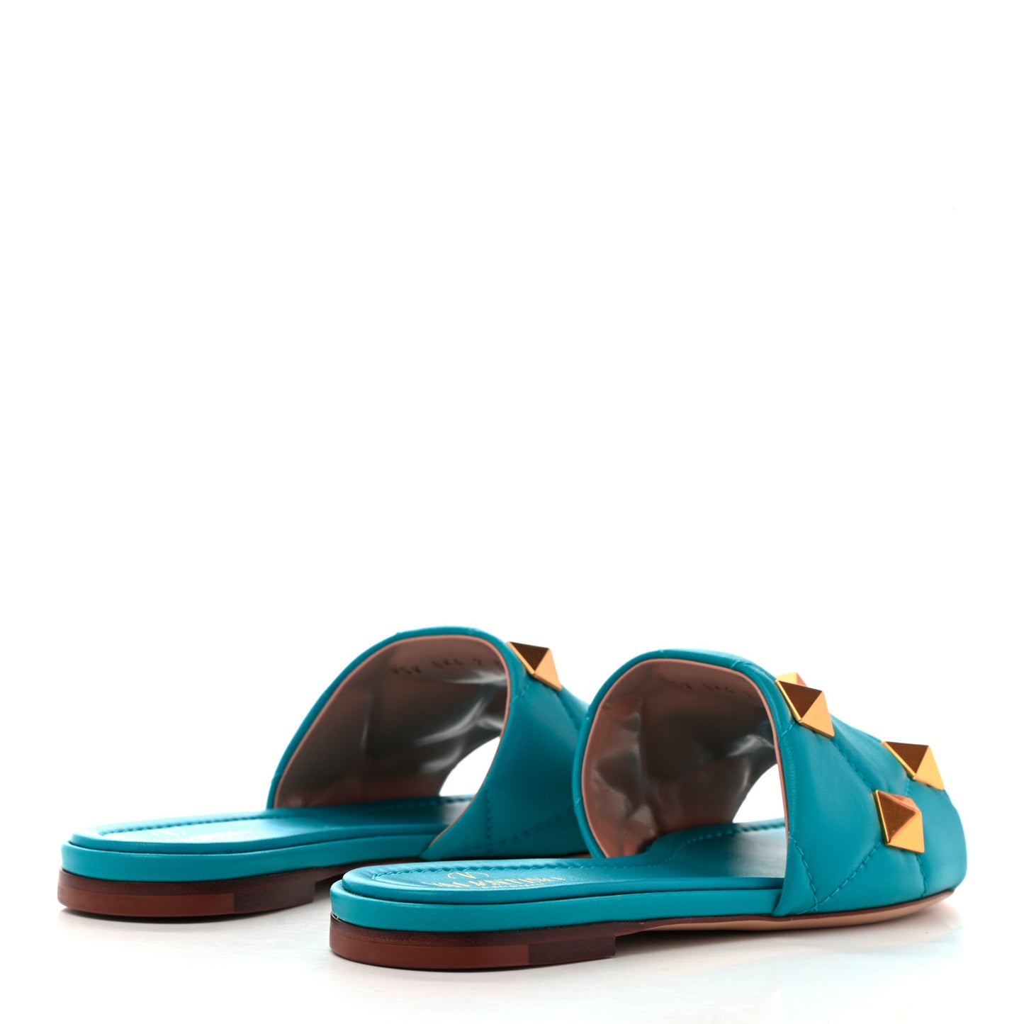 Nappa Roman Stud Flat Slide Sandals 36 Sky Fall