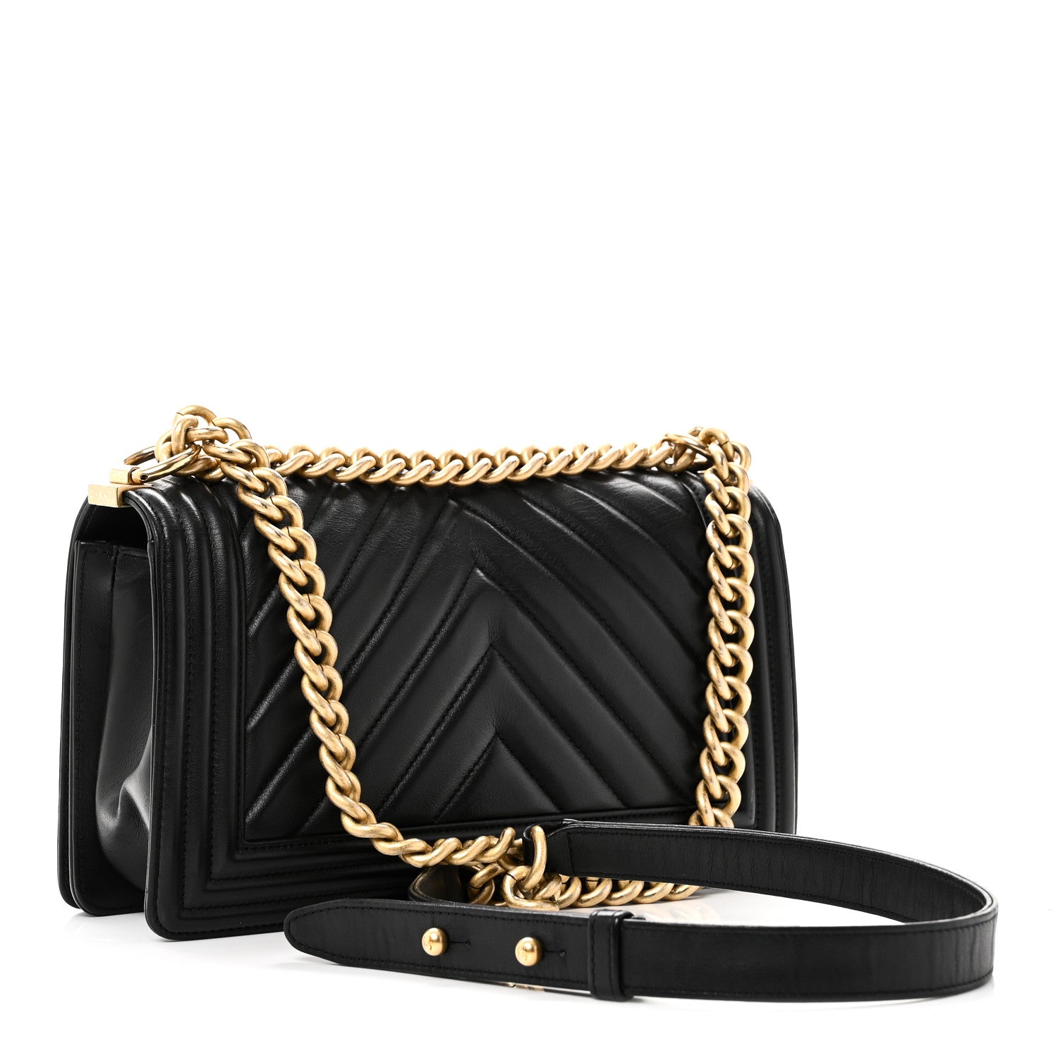 Chanel Lambskin Chevron Quilted Medium Boy Flap Black 3 of 10