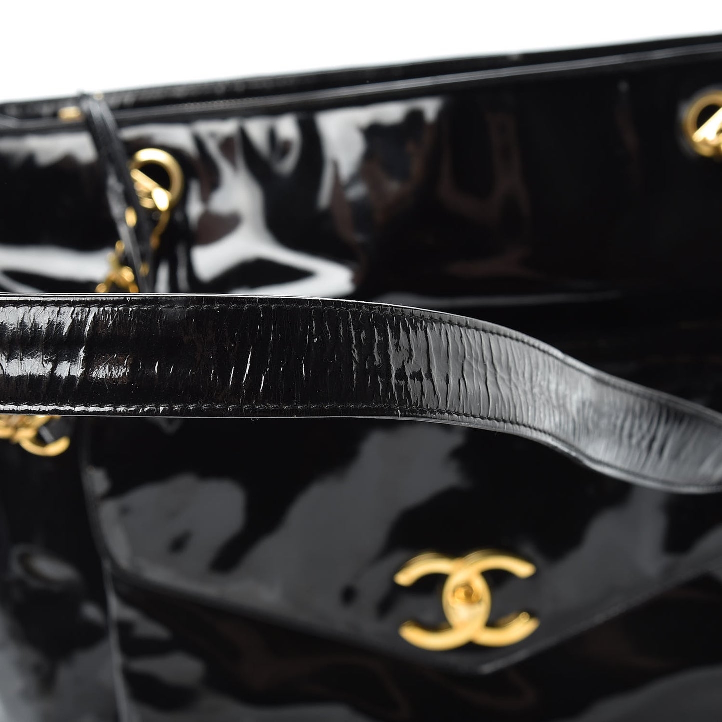 Patent Flap Shoulder Bag Black