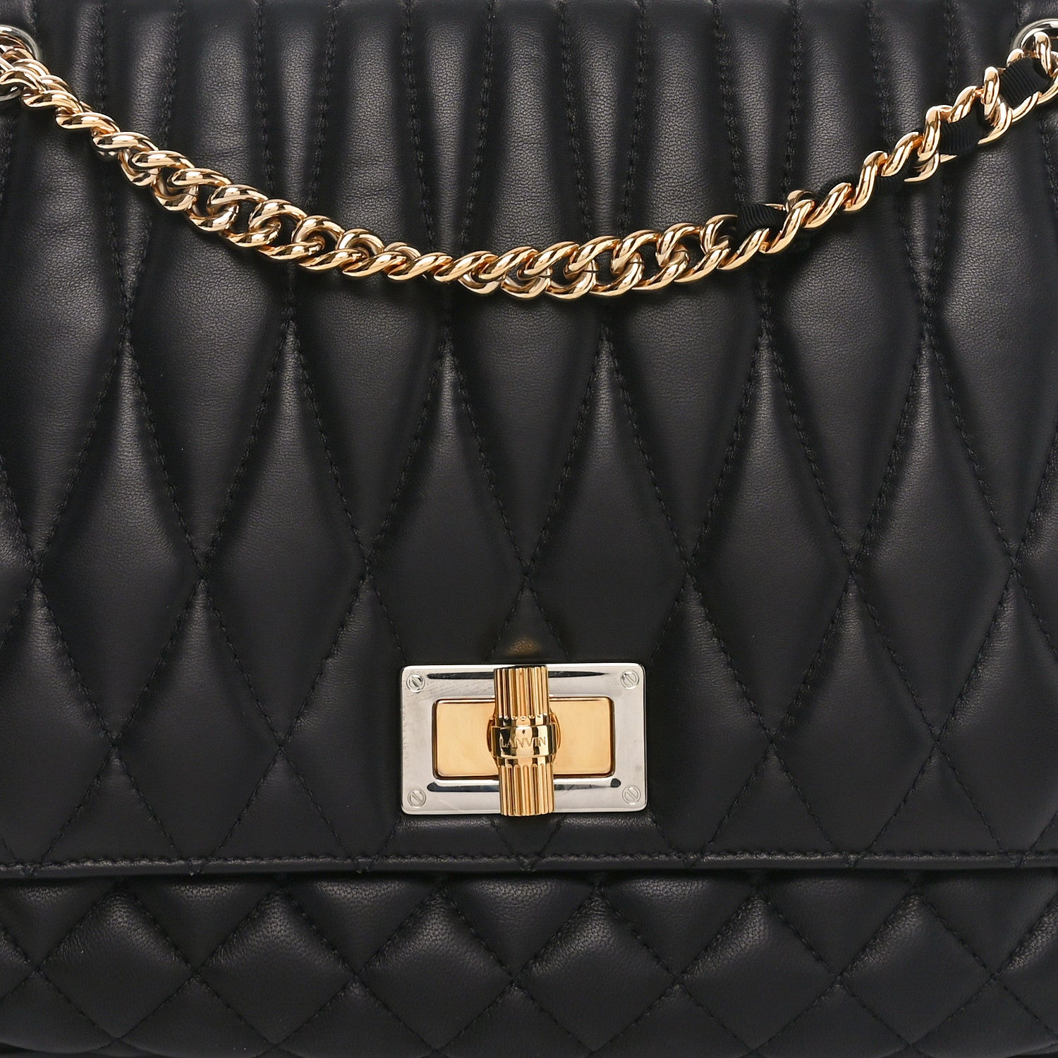 Lanvin Calfskin Matelasse Medium Happy Shoulder Bag Black 7 of 9