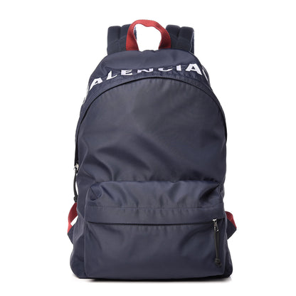 Balenciaga Sport Nylon Logo Embroidered Wheel Backpack Navy Blue Red 1 of 9