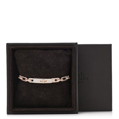 Hermes 18K Rose Gold Diamond Full Pave PM Kelly Chaine Bracelet SH 4 of 4