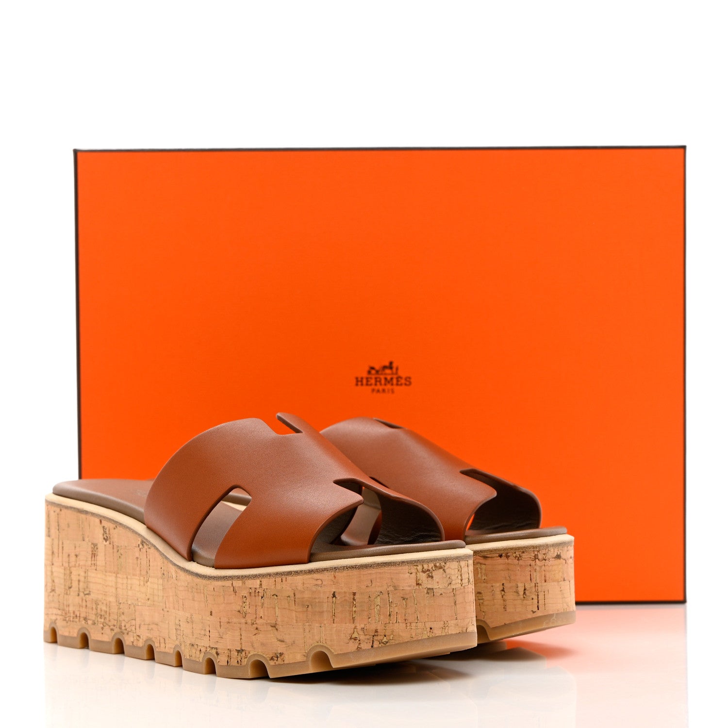 Hermes Calfskin Cork Eze 30 Sandals 37 Marron Glaise 11 of 11