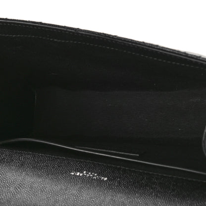 Saint Laurent Grain De Poudre Textured Mixed Matelasse Triquilt Medium Monogram Satchel Black 4 of 9