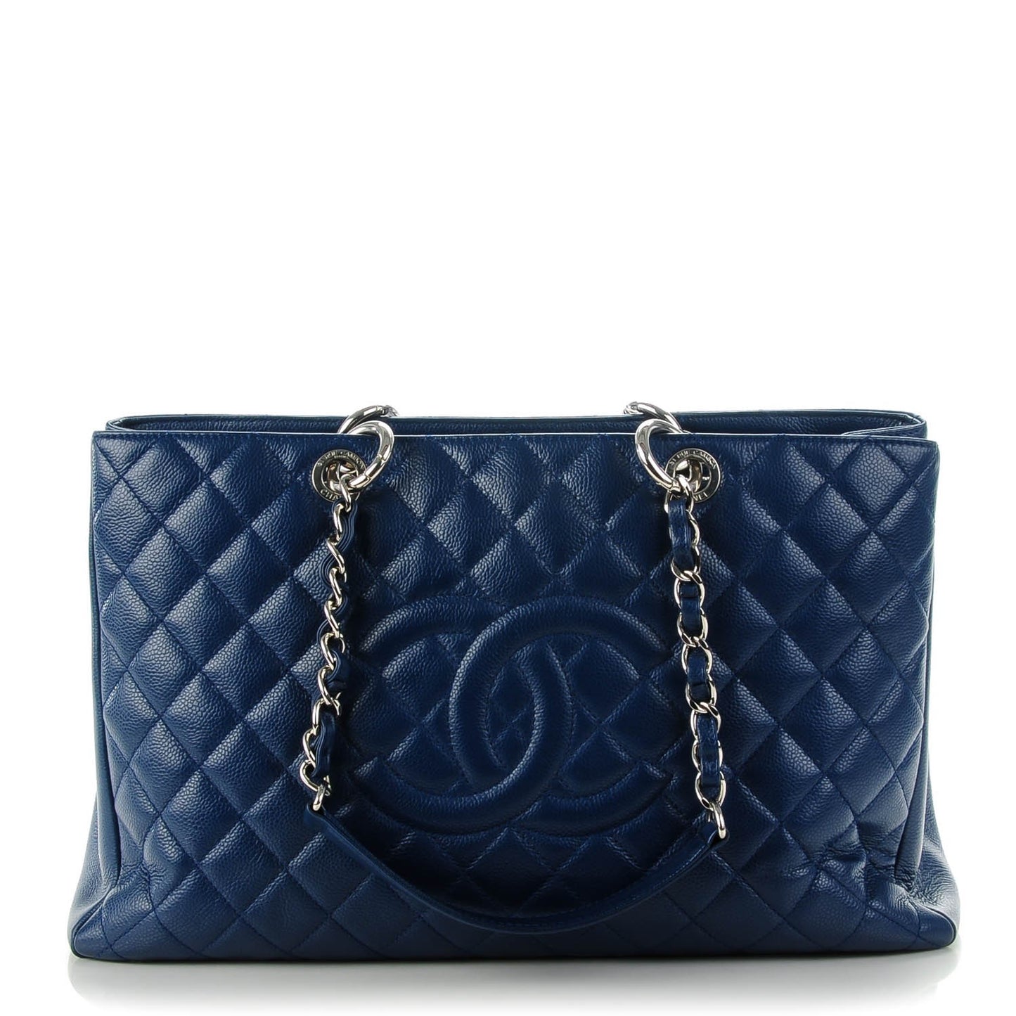 Caviar Quilted XL Grand Shopping Tote GST Navy Blue