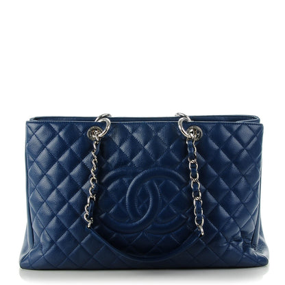 Chanel Caviar Quilted XL Grand Shopping Tote GST Navy Blue 1 of 7