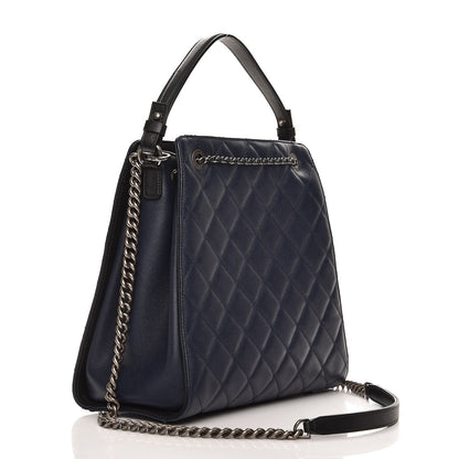 Chanel Caviar Quilted Medium CC Bucket Bag Dark Blue 3 of 8