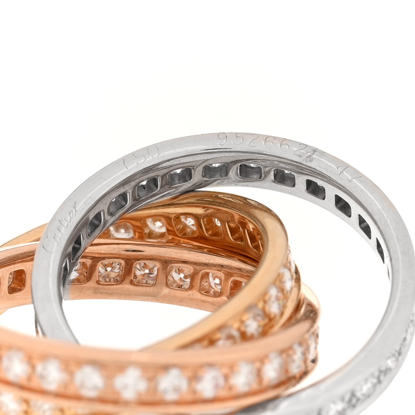 18K White Yellow Pink Gold Diamond Trinity Ring 47 4