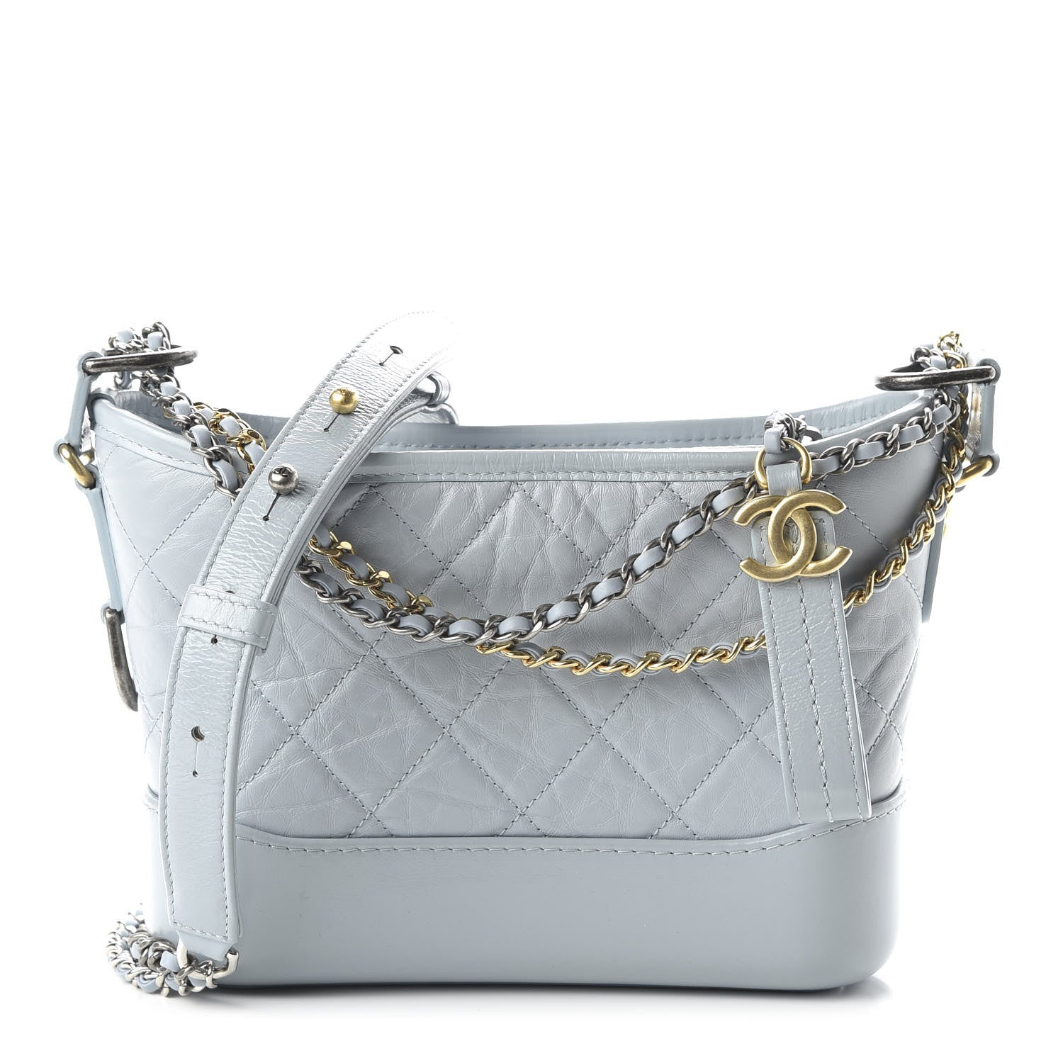 Chanel Aged Calfskin Quilted Small Gabrielle Hobo Light Blue 1 of 12
