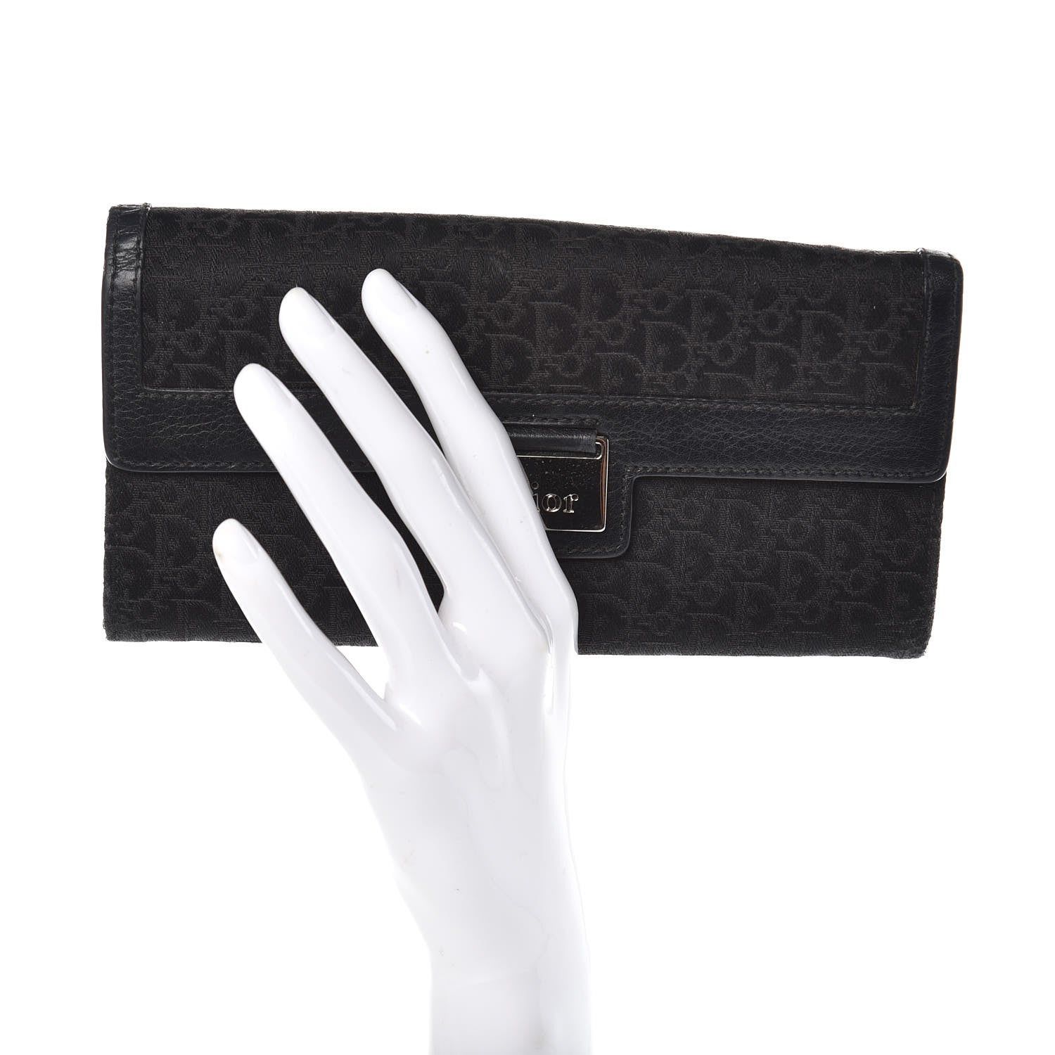 Christian Dior Monogram Flap Wallet Black 2 of 7