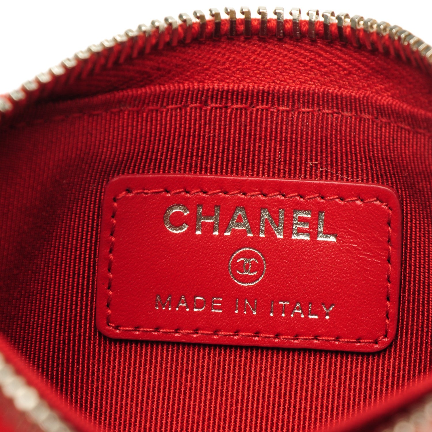 Chanel Caviar Chevron Quilted Zip Around Coin Purse Red 7 of 7