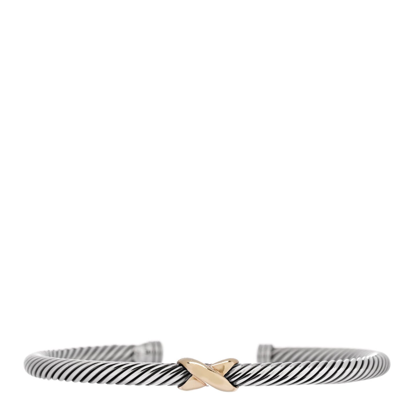 Sterling Silver 14K Yellow Gold 4mm X Station Cable Bracelet