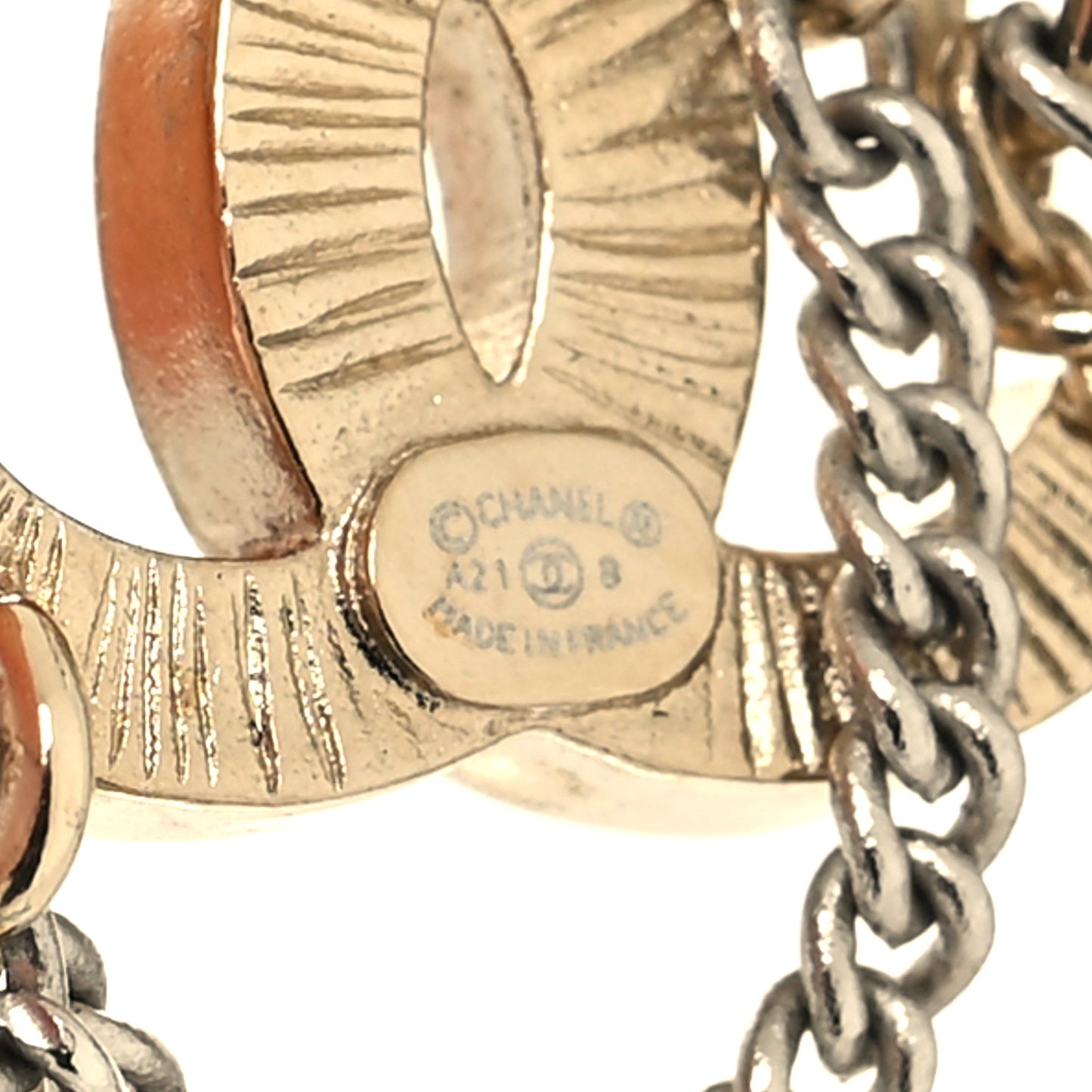 Crystal Chain CC Earrings Gold