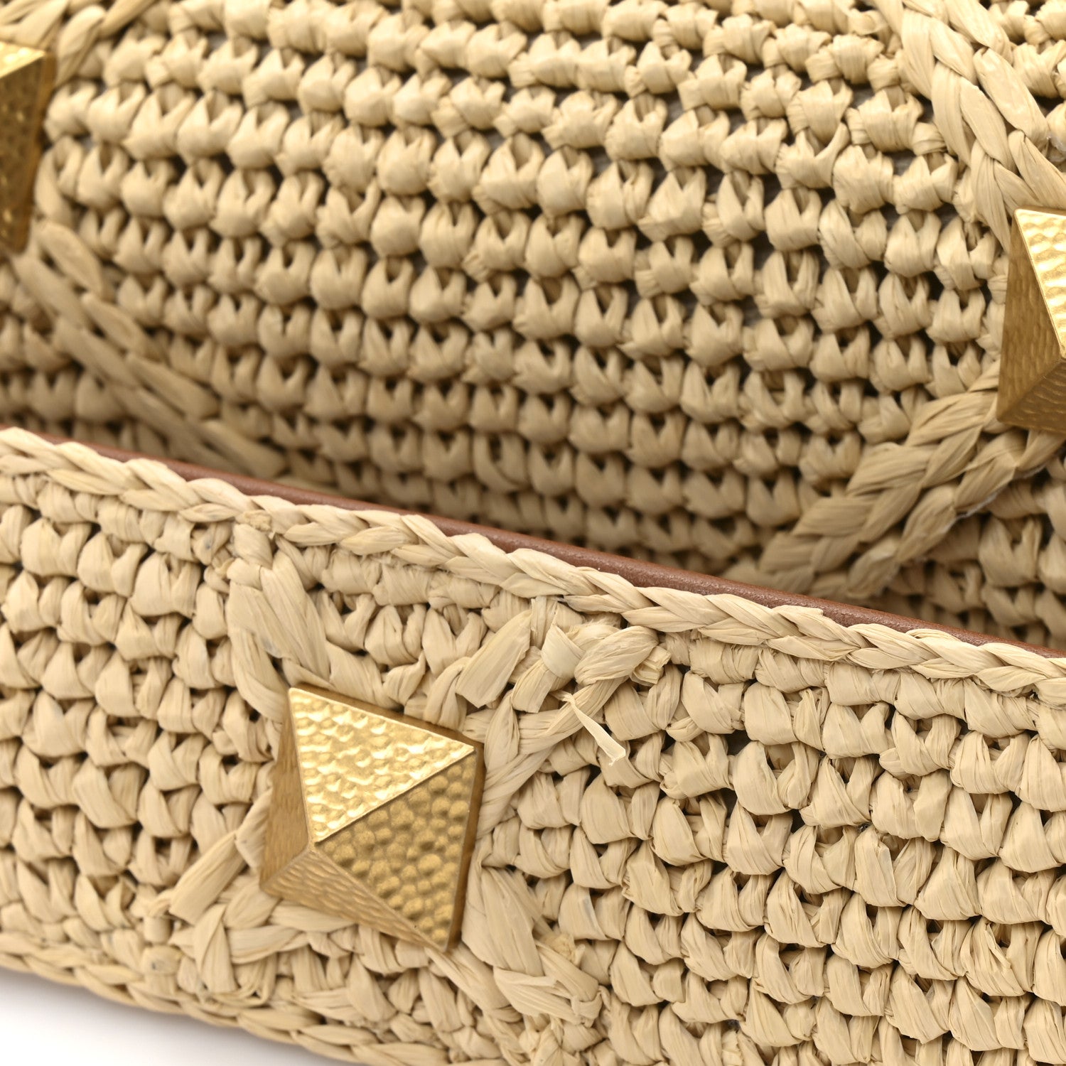 Valentino Garavani Raffia Large Roman Stud Shoulder Bag Naturale 10 of 10