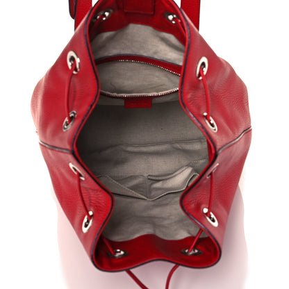 Gucci Pebbled Calfskin Small Soho Drawstring Backpack Tabasco Red 5 of 17