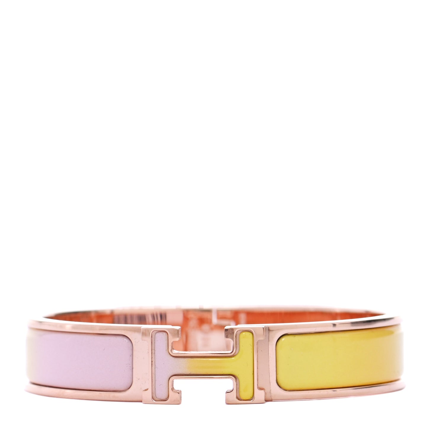 Enamel Narrow Clic Clac H Fusion Bracelet PM Rose Candeur Jaune Tennis