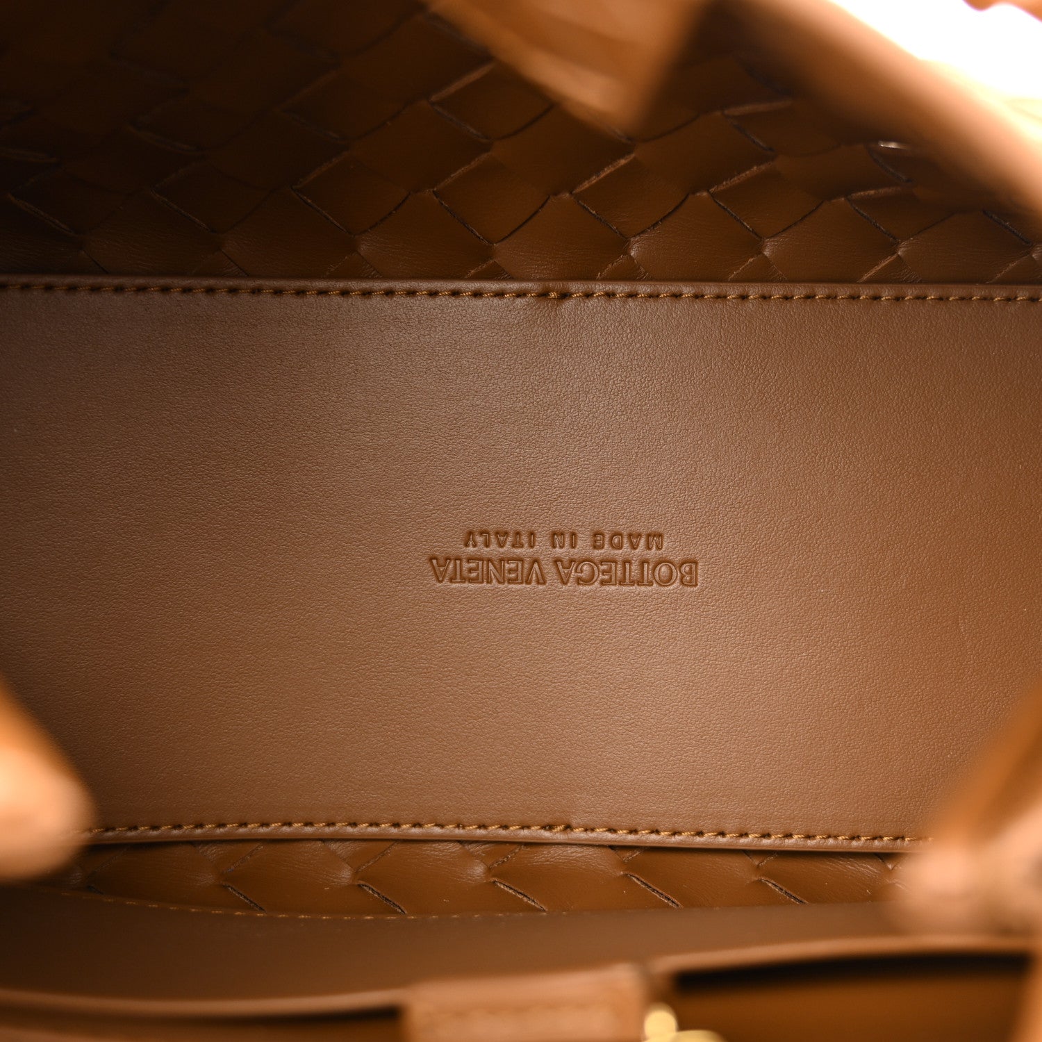 Bottega Veneta Suede Intrecciato Small Andiamo Shoulder Bag Amber