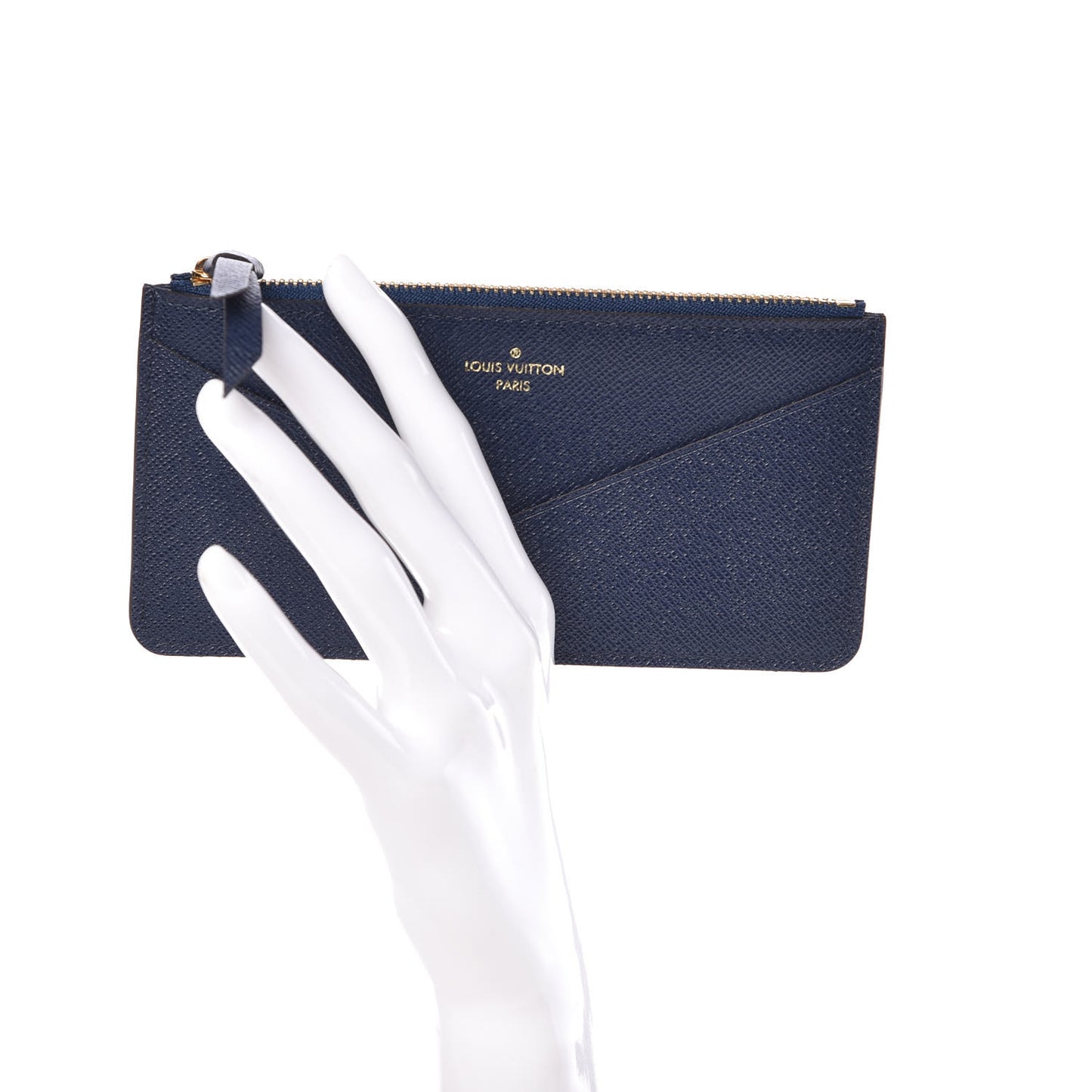 Calfskin Jeanne Wallet Zippered Insert Dark Blue