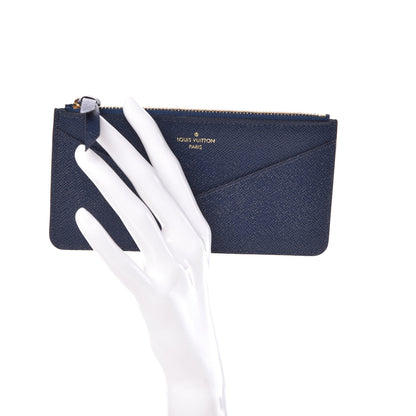 Louis Vuitton Calfskin Jeanne Wallet Zippered Insert Dark Blue 2 of 6