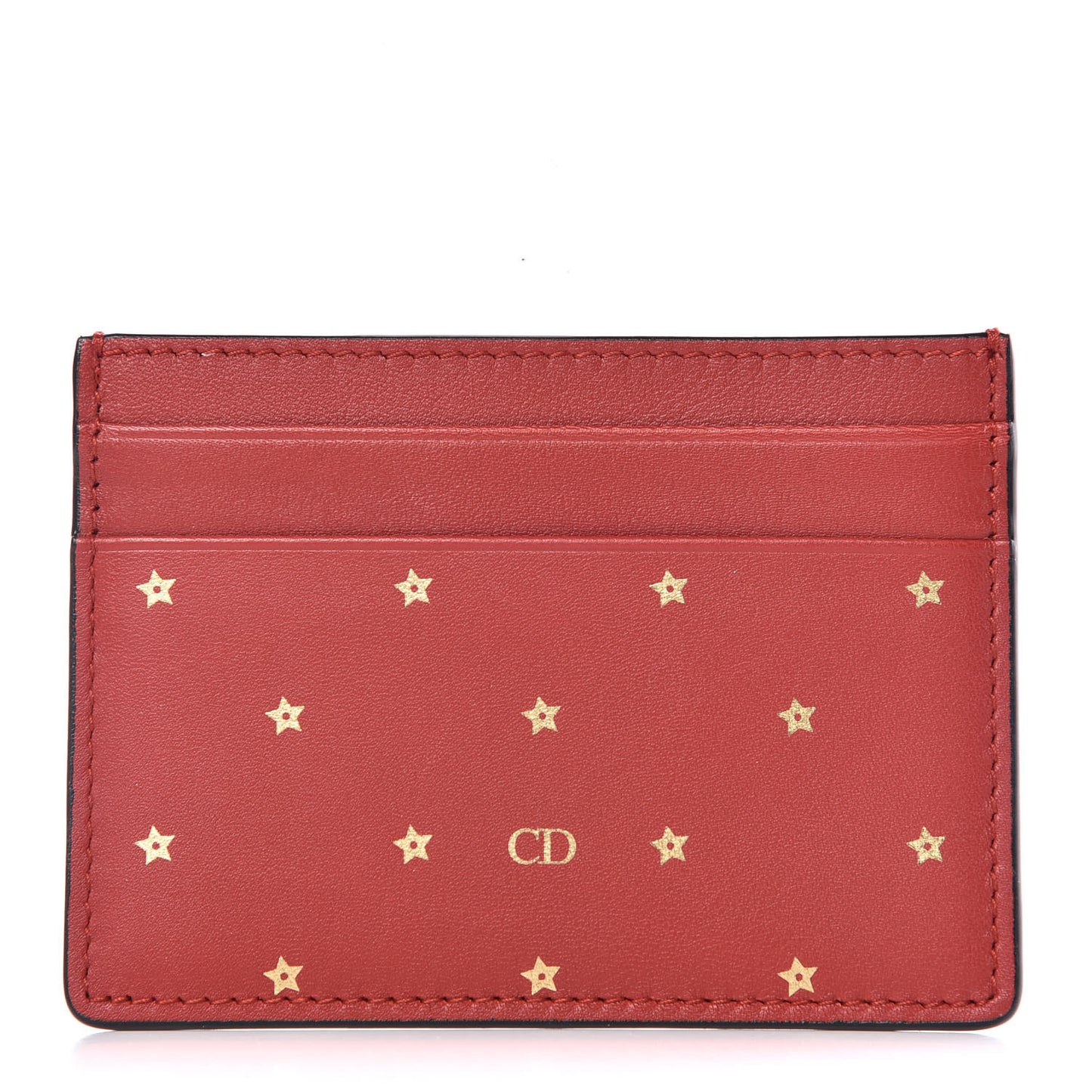Calfskin Stars Voyageur Card Holder Rouge